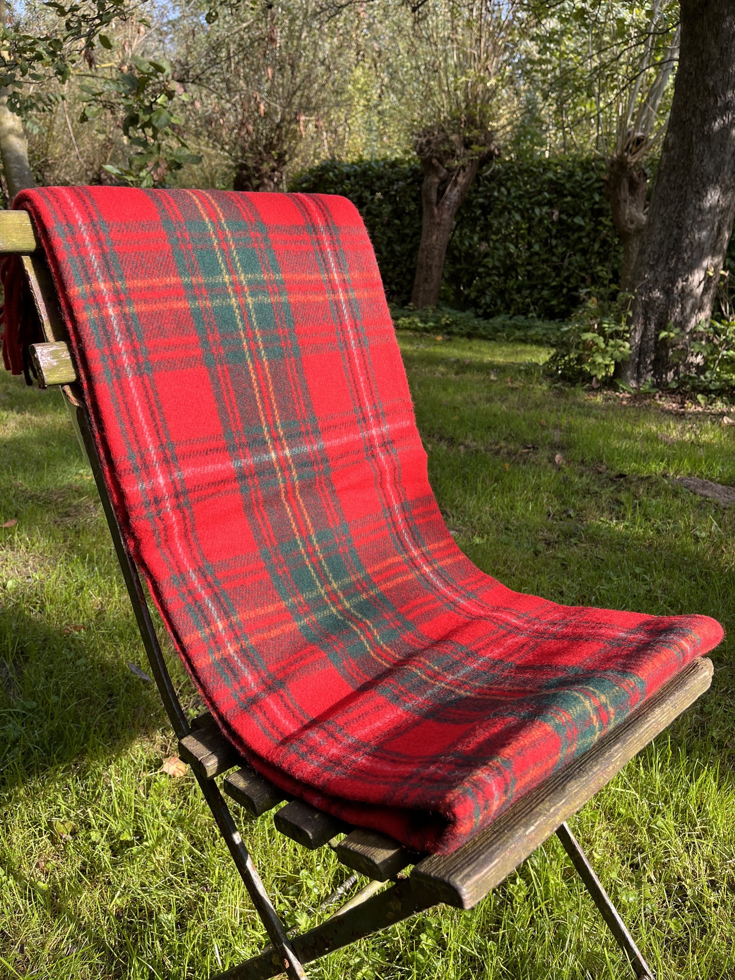 Wolldecke 100% Recycelte Wolle - Schottenkaro Picknickdecke 180x150cm