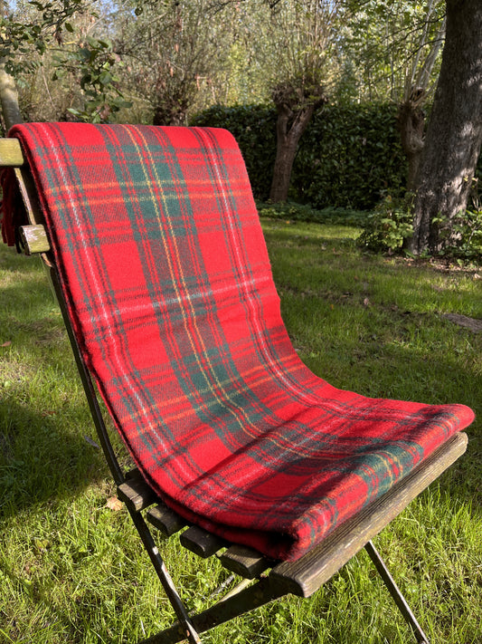 Wolldecke 100% Recycelte Wolle - Schottenkaro Picknickdecke 180x150cm