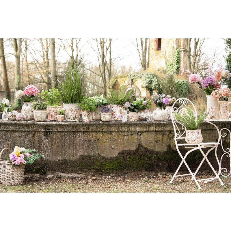 Vase Blumenvase Deko Keramik Rosenmotiv Beige Ø 20 cm x 21 cm hoch, Clayre & Eef