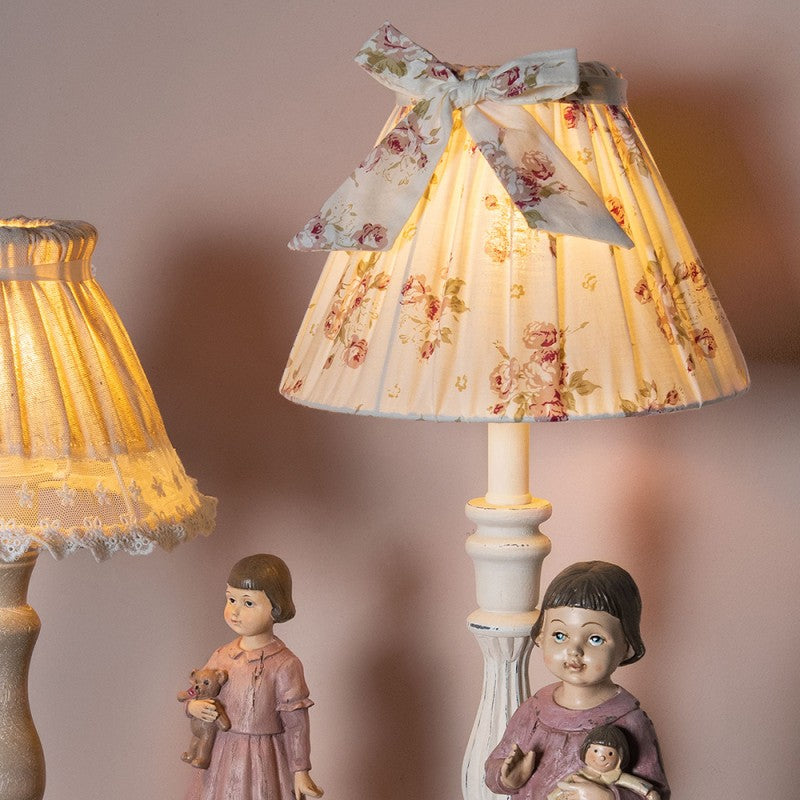 Lampenschirm E27 Baumwolle Rosen Creme - Landhausstil Romantisch 22,5cm