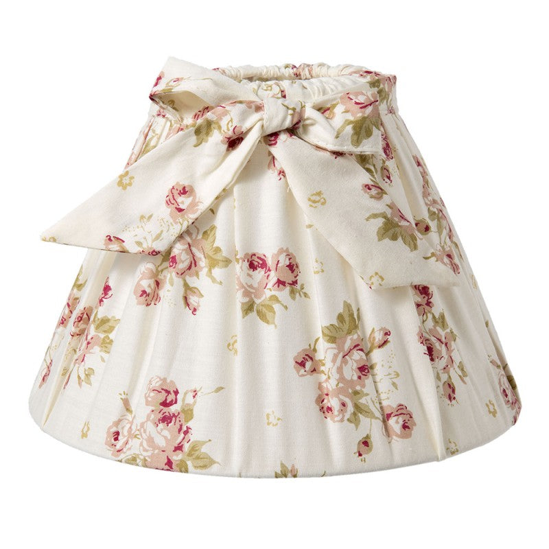 Lampenschirm E27 Baumwolle Rosen Creme - Landhausstil Romantisch 22,5cm