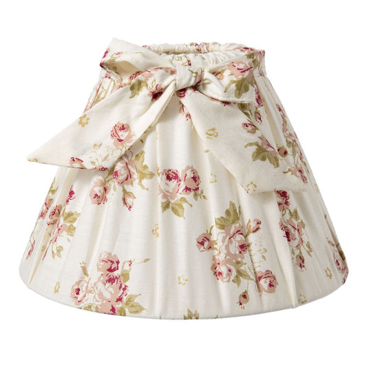 Lampenschirm E27 Baumwolle Rosen Creme - Landhausstil Romantisch 22,5cm