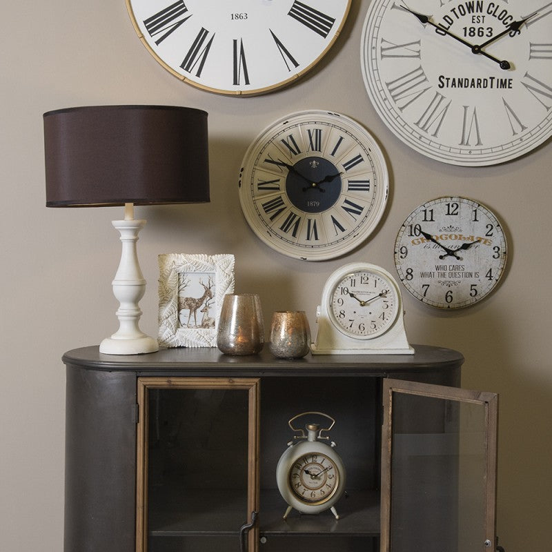 Lampenfuß Holz Weiß Shabby Chic - E27 Fassung ohne Schirm