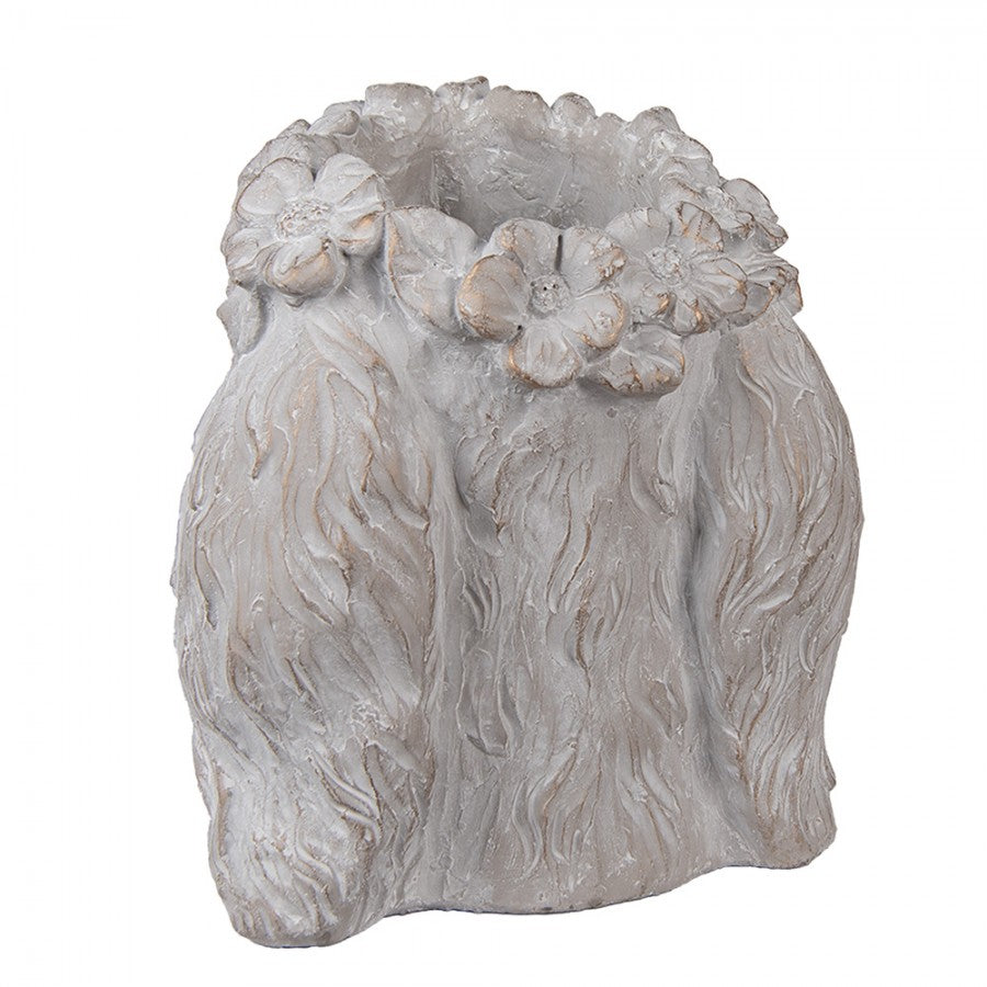 Pflanztopf Hase Grau-Braun Steinguss - Blumentopf Ostern Frühling Landhausstil {{ Shabby Chic und Landhaus Deko }} {{ www.Stein-Alt.de The cosy Cottage }}