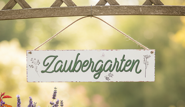 Metallschild Zaubergarten 40x10 cm - Weiß-Grün Gartendeko zum Aufhängen {{ Shabby Chic und Landhaus Deko }} {{ www.Stein-Alt.de The cosy Cottage }}