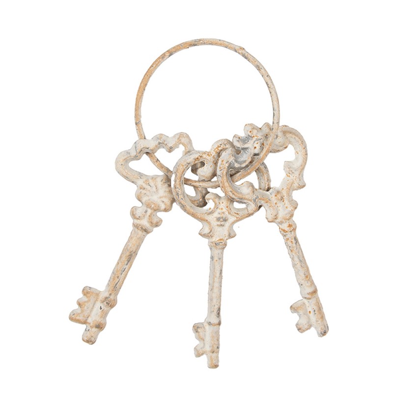 Shabby Chic Schlüsselbund Gusseisen Weiß - Vintage Deko Landhausstil