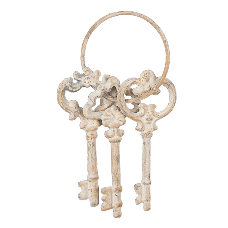 Shabby Chic Schlüsselbund Gusseisen Weiß - Vintage Deko Landhausstil