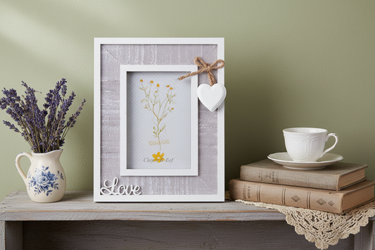 Cornice per foto / cornice per foto, cuore - amore - amore, 16x2x20 cm grigio, Clayre &amp; Eef