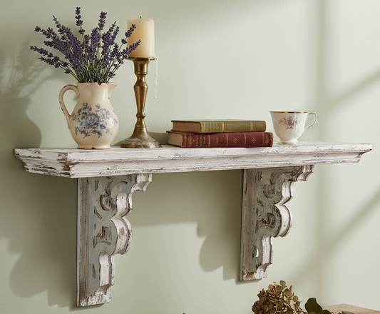 Mensola da parete mensola sospesa libreria legno shabby chic brocante consolle da parete bianca