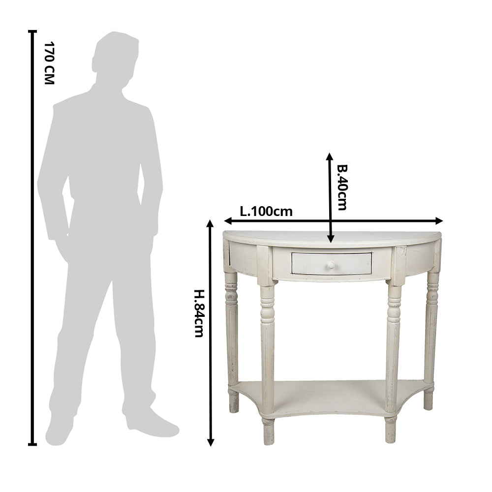 Konsolentisch Weiß Holz mit Schublade - Landhaus Shabby Chic 100cm