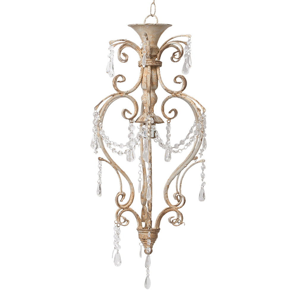 Hängelampe Grau mit Kristallen Ø 32cm - Romantische Pendelleuchte Eisen Landhaus