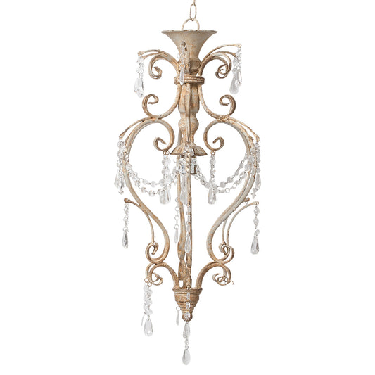 Hängelampe Grau mit Kristallen Ø 32cm - Romantische Pendelleuchte Eisen Landhaus