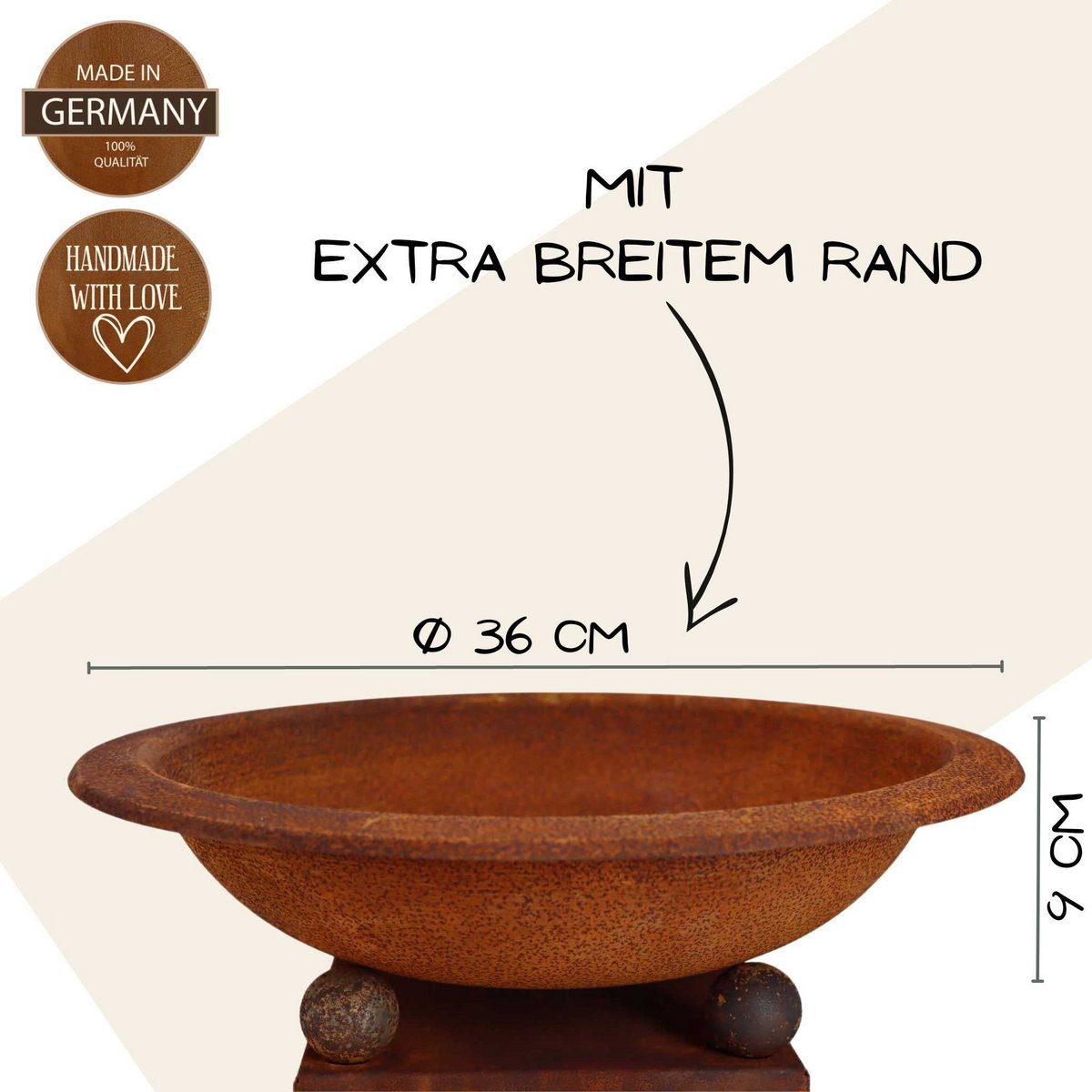 Edelrost Stele Carpe Diem mit Schale - Handgefertigt - Beleuchtbar - Gartendeko Shabby Chic