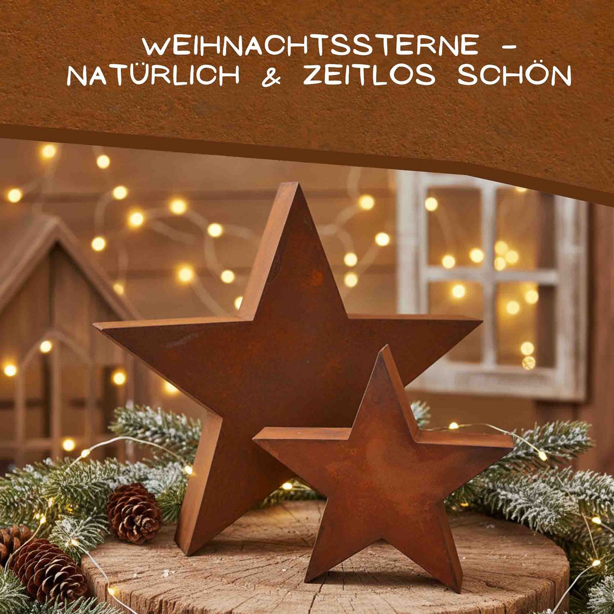 Edelrost Stern 3D - Wetterfeste Weihnachtsdeko aus Metall für Garten