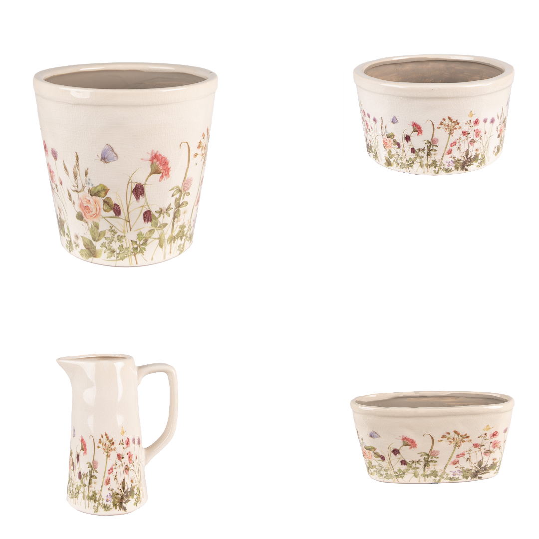 Blumentopf Frühlingswiese - Dekorativer Übertopf im Landhausstil