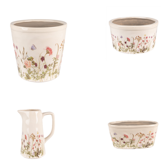 Blumentopf Frühlingswiese - Dekorativer Übertopf im Landhausstil