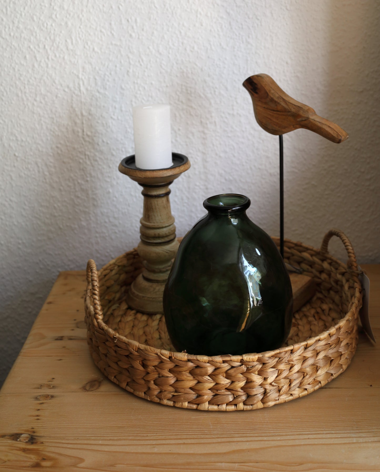 Glasvase Grün Recycelt 20cm - Organische Form Landhaus Boho Deko