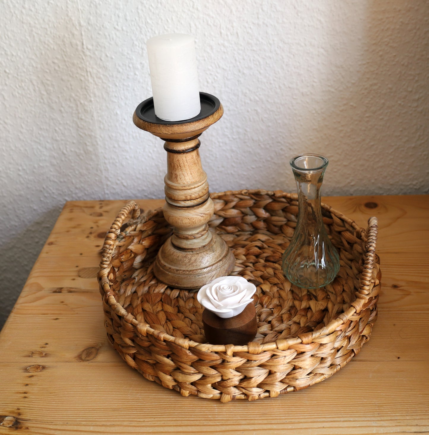 Kerzenständer Mangoholz Braun - Kerzenhalter für Stumpenkerzen im Landhausstil