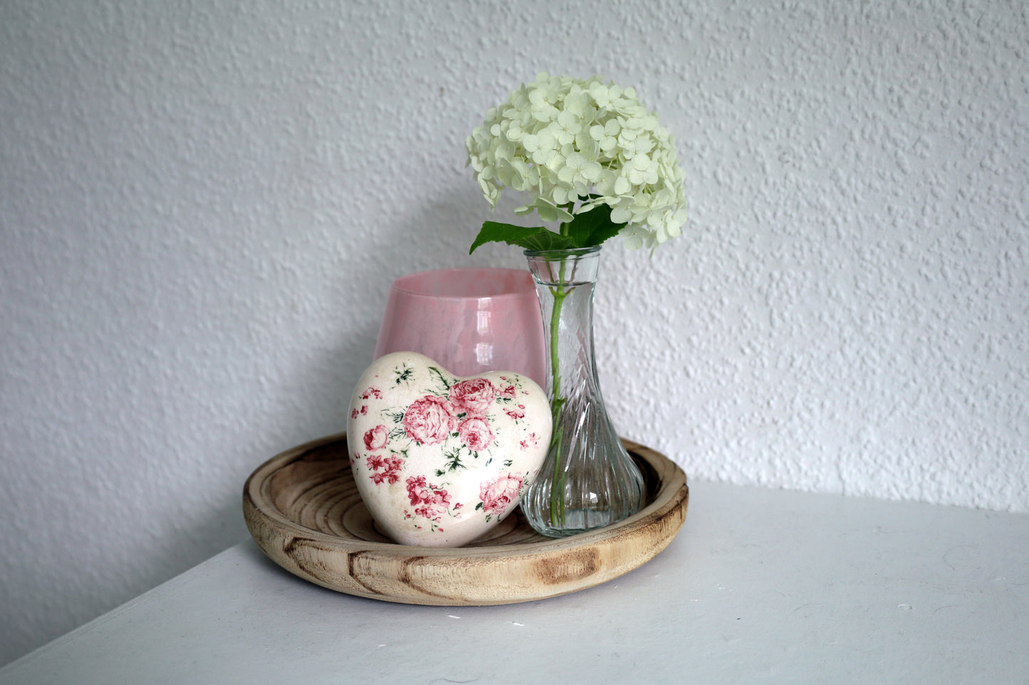 Keramik Herz Vintage Rosen Rosa - Clayre & Eef Deko Landhaus