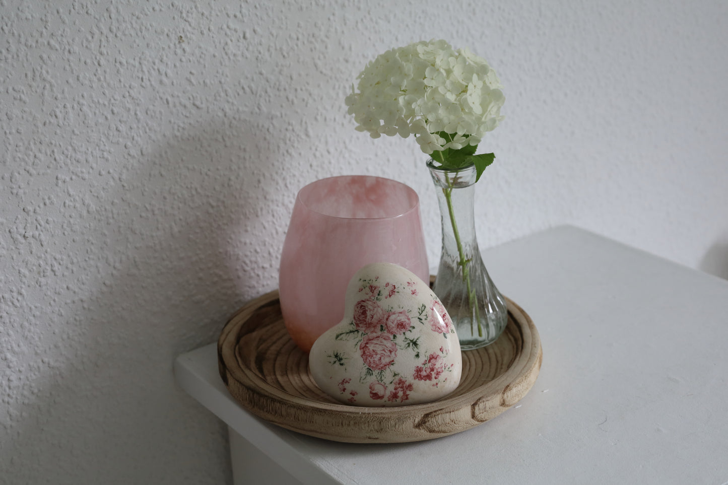 Romantisches Windlicht Rosa - Glas Teelichthalter im Landhausstil