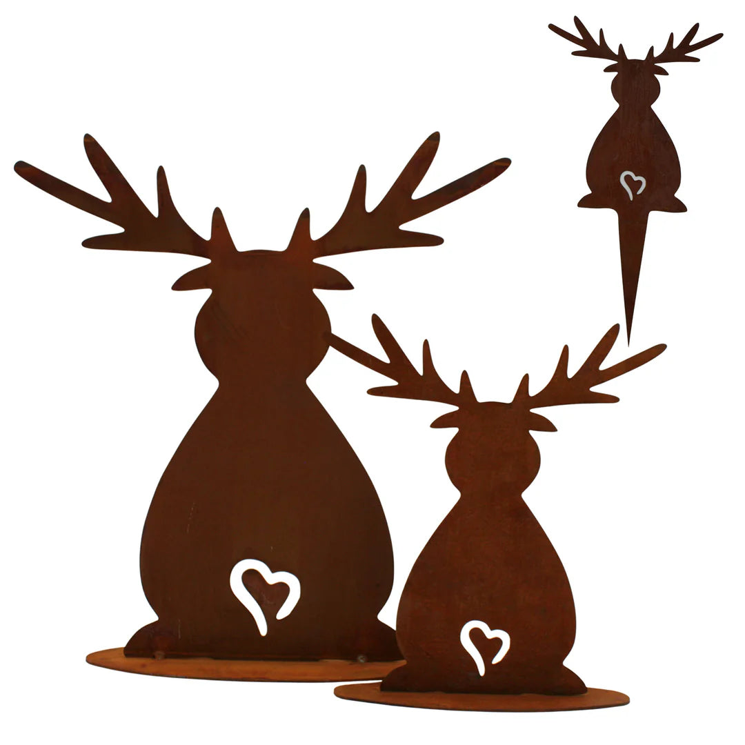 Edelrost Elch Rentier Weihnachtsdeko - Winterdekoration für Garten & Balkon