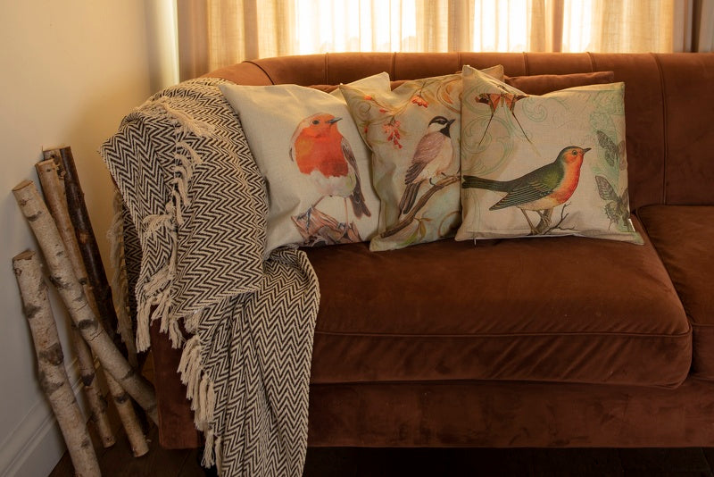 Baumwolldecke Blau-Weiß Zickzack 150x125cm - Plaid Landhausstil