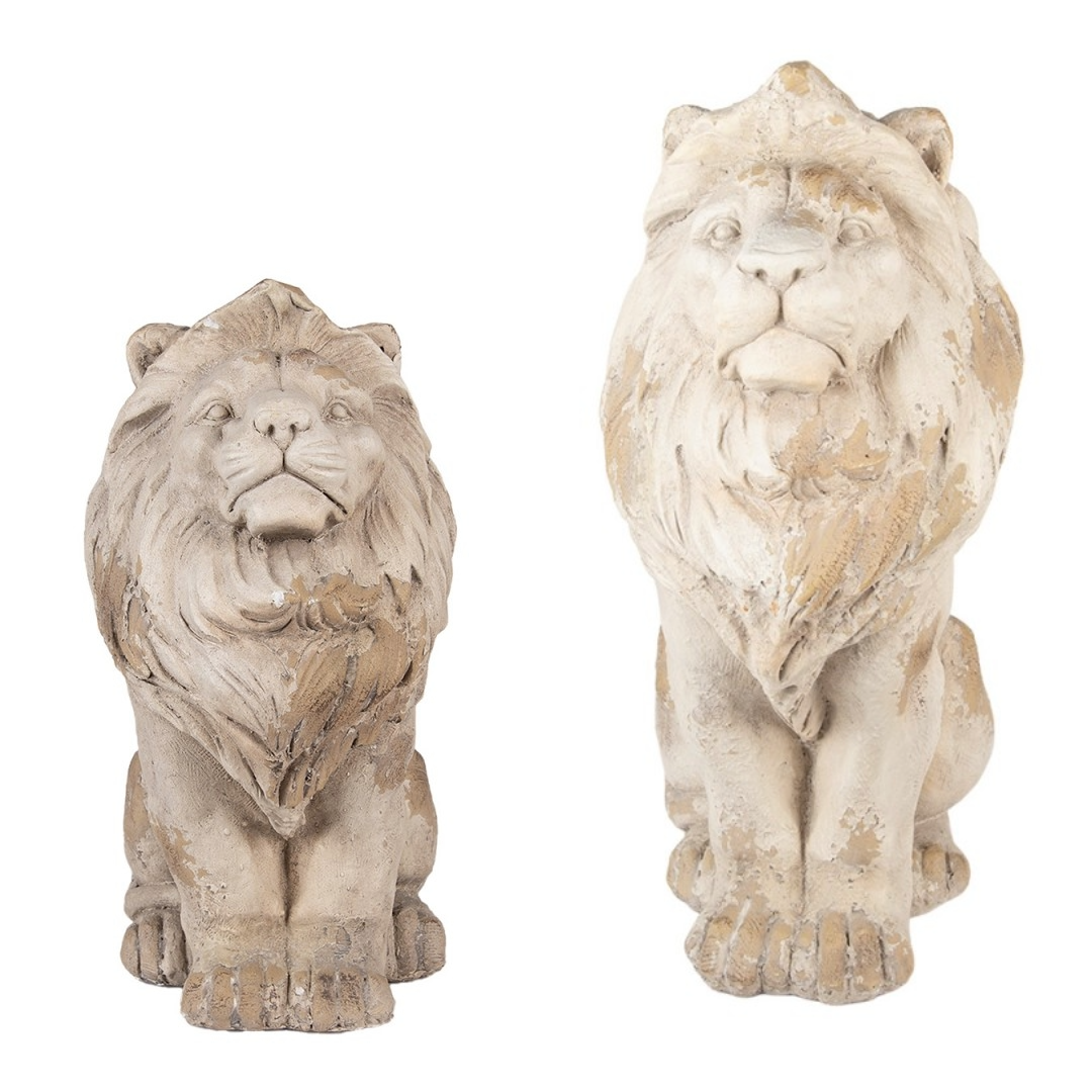 Gartendekoration Löwe Beige - Magnesiumoxyd Gartenstele