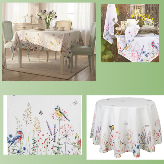 Weiße Tischdecke Baumwolle Landhausstil - Tischband Frühling Sommer Shabby Chic {{ Shabby Chic und Landhaus Deko }} {{ www.Stein-Alt.de The cosy Cottage }}