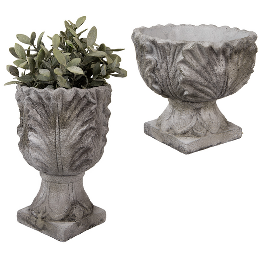 Pflanzkübel Steinguss Grau 16x24 cm - Französischer Landhausstil