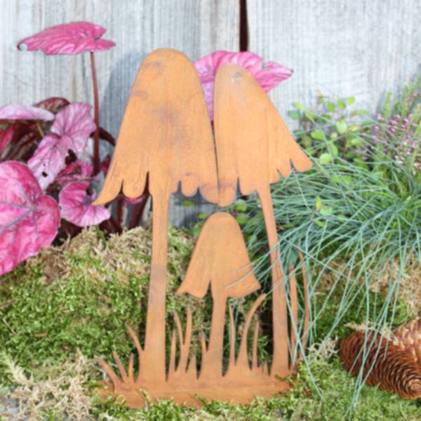 Edelrost Pilze - Herbstdekoration für Garten und Balkon