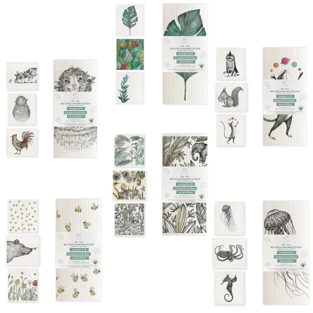 Zero Waste Schwammtücher - Bio Baumwolle & Holz, kompostierbar