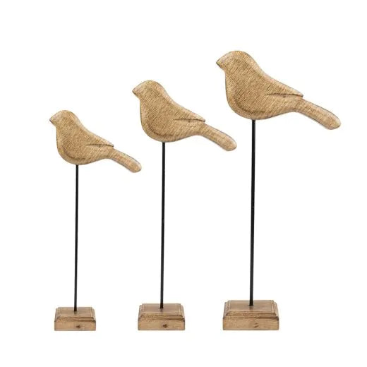 Vogel Holz Holzvogel Dekofigur Dekovogel Deko  Figur Stehend Sockel