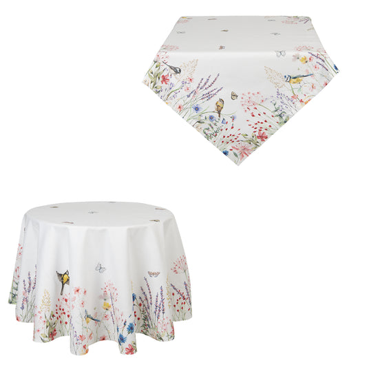 Weiße Tischdecke Baumwolle Landhausstil - Tischband Frühling Sommer Shabby Chic