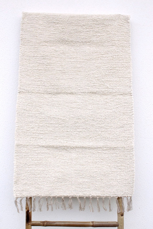 Handgeknüpfter Baumwollteppich Wollweiß - Landhausstil Teppich 100% Baumwolle