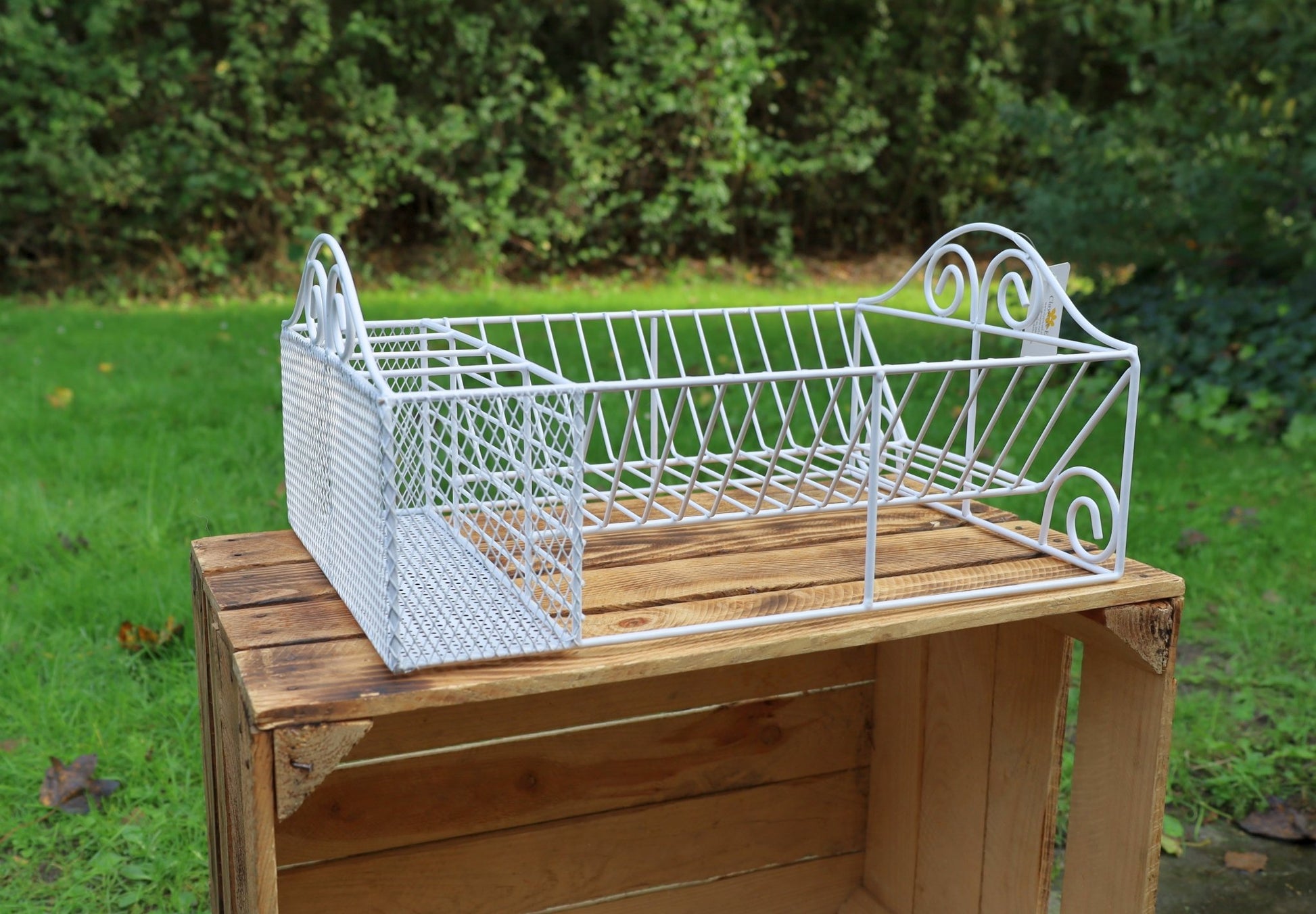 Abtropfgestell Weiß Eisen - Abtropfgitter Landhausstil 39x27x18 cm {{ Shabby Chic und Landhaus Deko }} {{ www.Stein-Alt.de }}