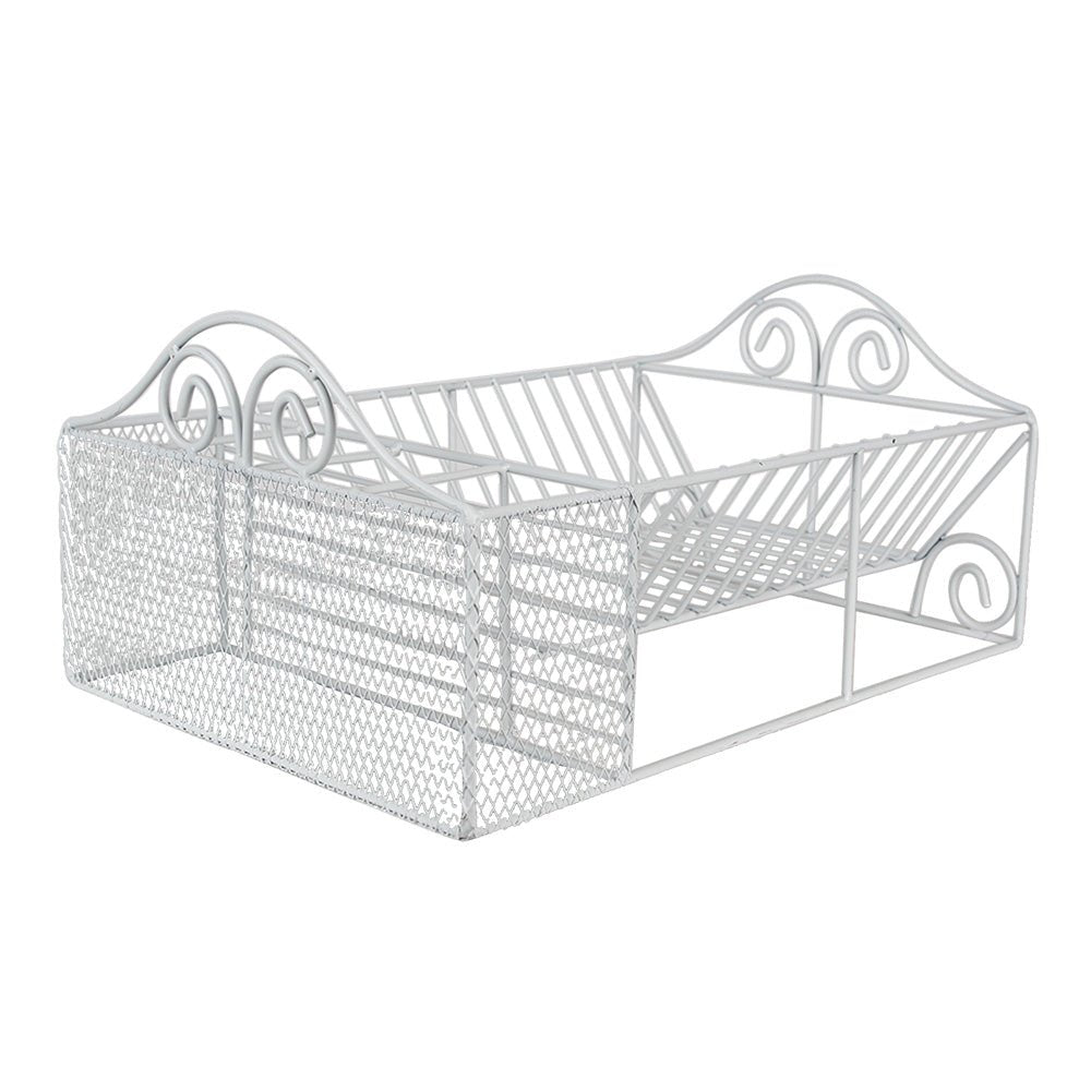 Abtropfgestell Weiß Eisen - Abtropfgitter Landhausstil 39x27x18 cm {{ Shabby Chic und Landhaus Deko }} {{ www.Stein-Alt.de }}