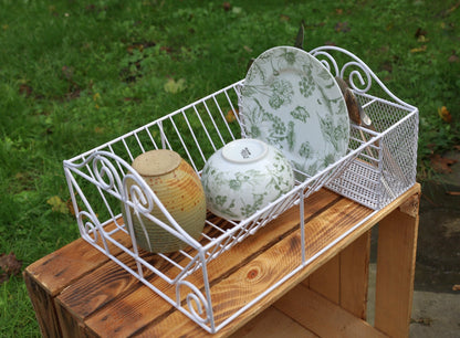 Abtropfgestell / Abtropfgitter Abtropfgestell Weiß Eisen - Abtropfgitter Landhausstil 39x27x18 cm Shabby Chic und Landhaus Deko bei www.Stein-Alt.de