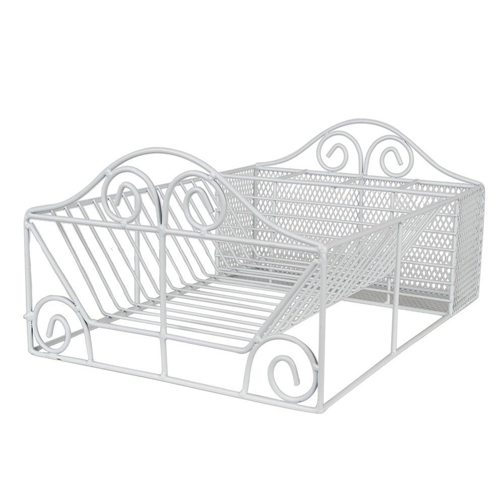Abtropfgestell Weiß Eisen - Abtropfgitter Landhausstil 39x27x18 cm {{ Shabby Chic und Landhaus Deko }} {{ www.Stein-Alt.de }}