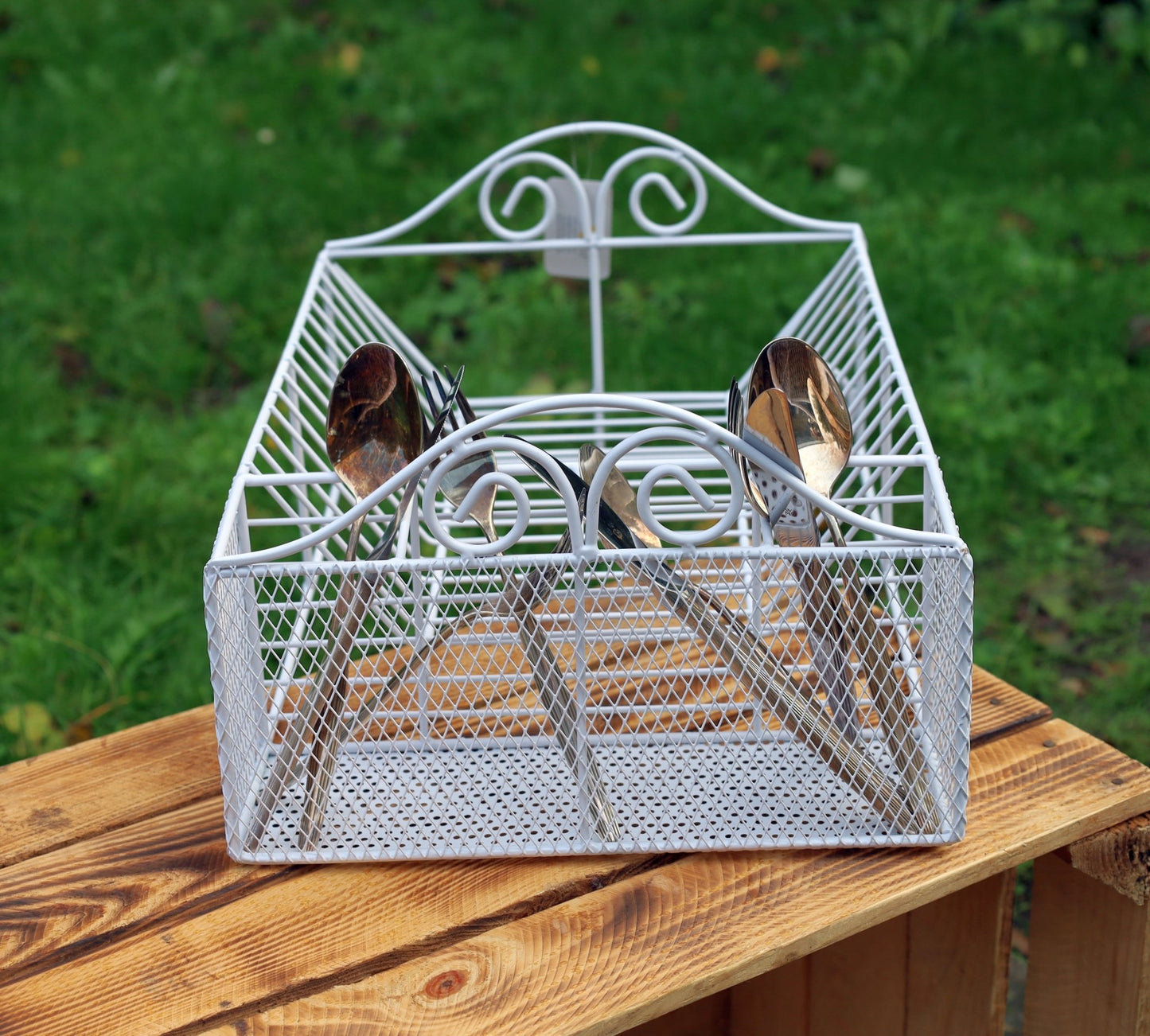 Abtropfgestell Weiß Eisen - Abtropfgitter Landhausstil 39x27x18 cm {{ Shabby Chic und Landhaus Deko }} {{ www.Stein-Alt.de }}