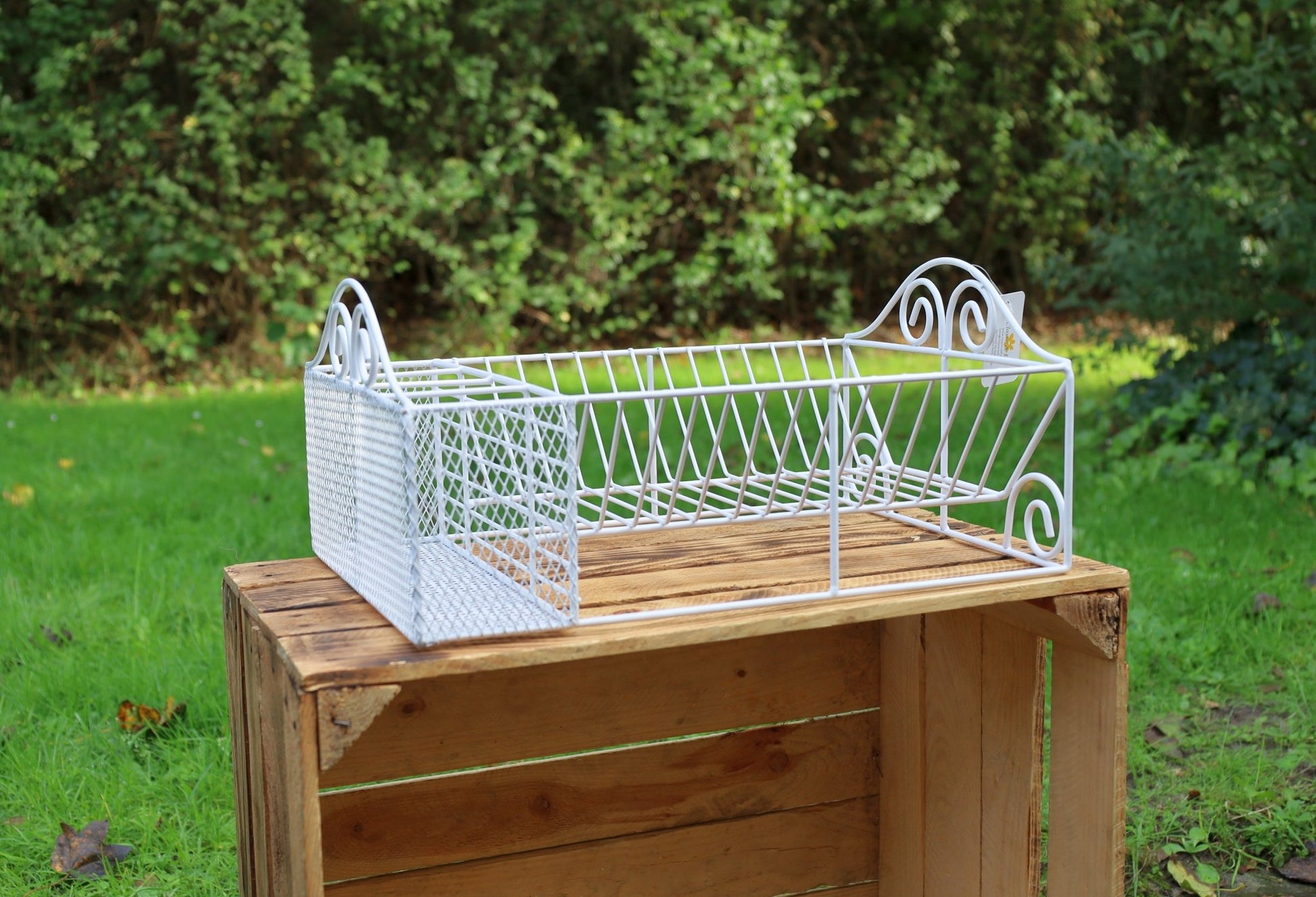 Abtropfgestell Weiß Eisen - Abtropfgitter Landhausstil 39x27x18 cm {{ Shabby Chic und Landhaus Deko }} {{ www.Stein-Alt.de }}