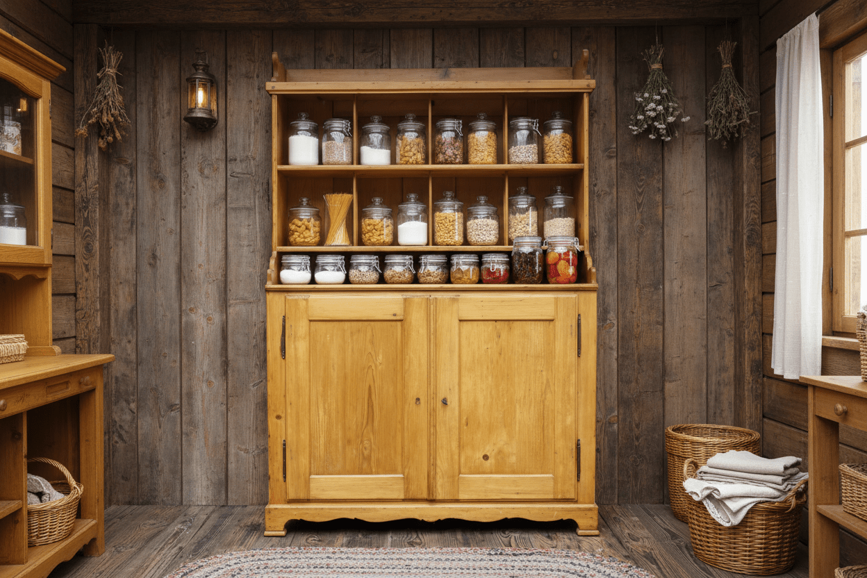 Antiker Küchenschrank Biedermeier Weichholz - Tellerschrank restauriert 1815-1845 {{ Shabby Chic und Landhaus Deko }} {{ www.Stein-Alt.de }}