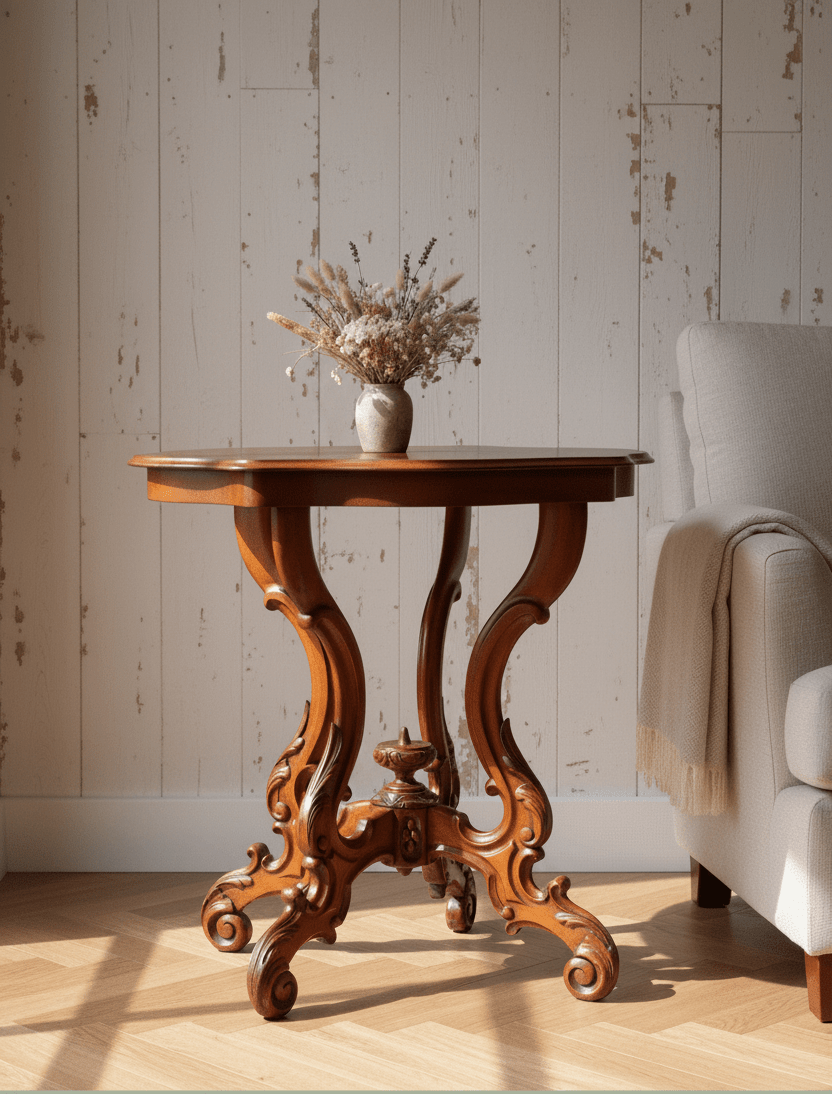 Beistelltisch Antiker Mahagoni Beistelltisch Louis-Philippe (1840–1870) Rot-Braun Shabby Chic und Landhaus Deko bei www.Stein-Alt.de