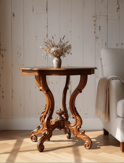 Beistelltisch Antiker Mahagoni Beistelltisch Louis-Philippe (1840–1870) Rot-Braun Shabby Chic und Landhaus Deko bei www.Stein-Alt.de