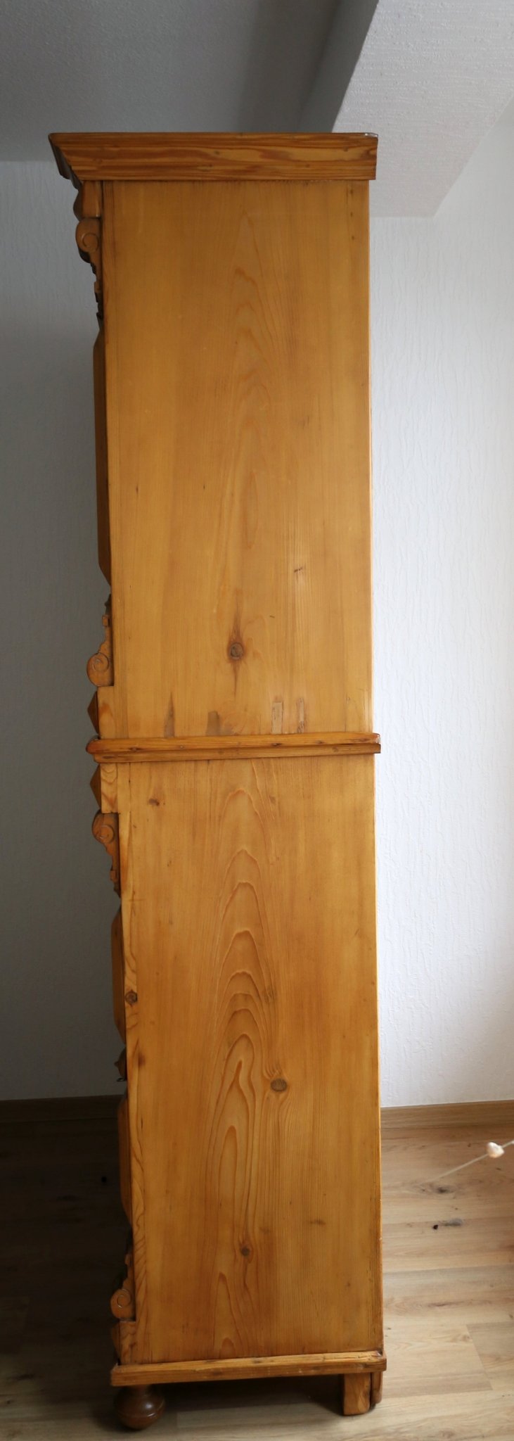 Antiker Sekretär Gründerzeit – restaurierter Weichholz Schreibschrank mit Vitrinenaufsatz {{ Shabby Chic und Landhaus Deko }} {{ www.Stein-Alt.de }}