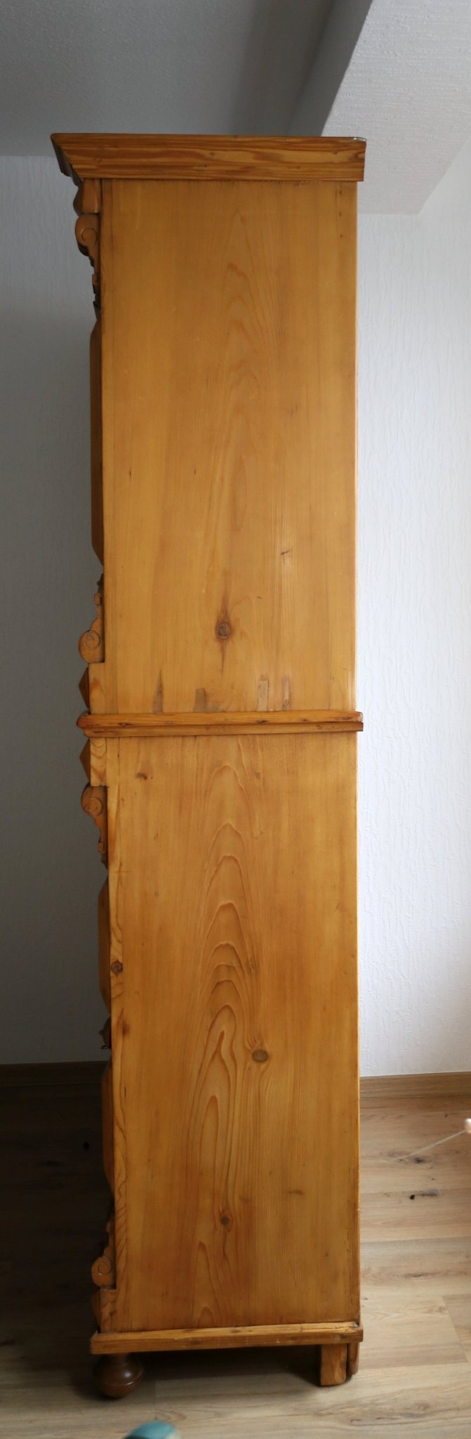 Antiker Sekretär Gründerzeit – restaurierter Weichholz Schreibschrank mit Vitrinenaufsatz {{ Shabby Chic und Landhaus Deko }} {{ www.Stein-Alt.de }}