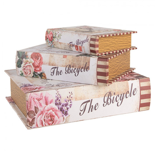 Aufbewahrungsboxen 3er Set Bücher-Design 27/22/17 cm - Romantisch Nostalgisch Vintage