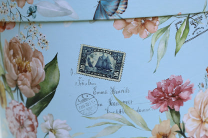 Aufbewahrungsbox Aufbewahrungsboxen Blumen 3er Set - Runde Pappboxen Blau Landhausstil Shabby Chic und Landhaus Deko bei www.Stein-Alt.de