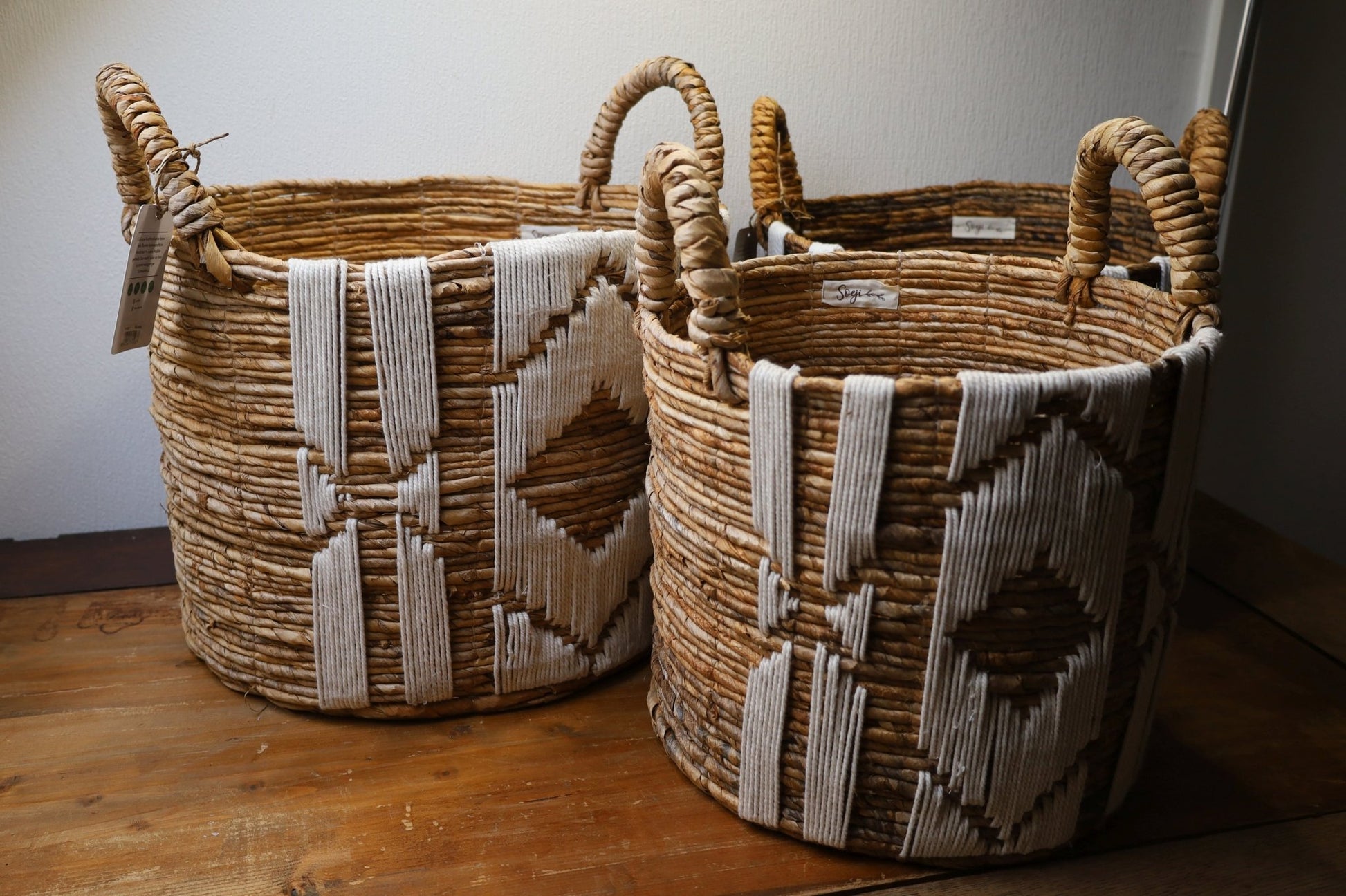 Aufbewahrungskorb Rund Natur - Wäschekorb Pflanzkorb Boho Landhausstil Ø 30/35/40 cm {{ Shabby Chic und Landhaus Deko }} {{ www.Stein-Alt.de }}