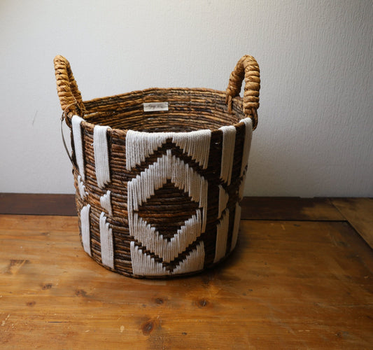 Aufbewahrungskorb Rund Natur - Wäschekorb Pflanzkorb Boho Landhausstil Ø 30/35/40 cm 28 x 30 cm {{ Shabby Chic und Landhaus Deko }} {{ www.Stein-Alt.de }}