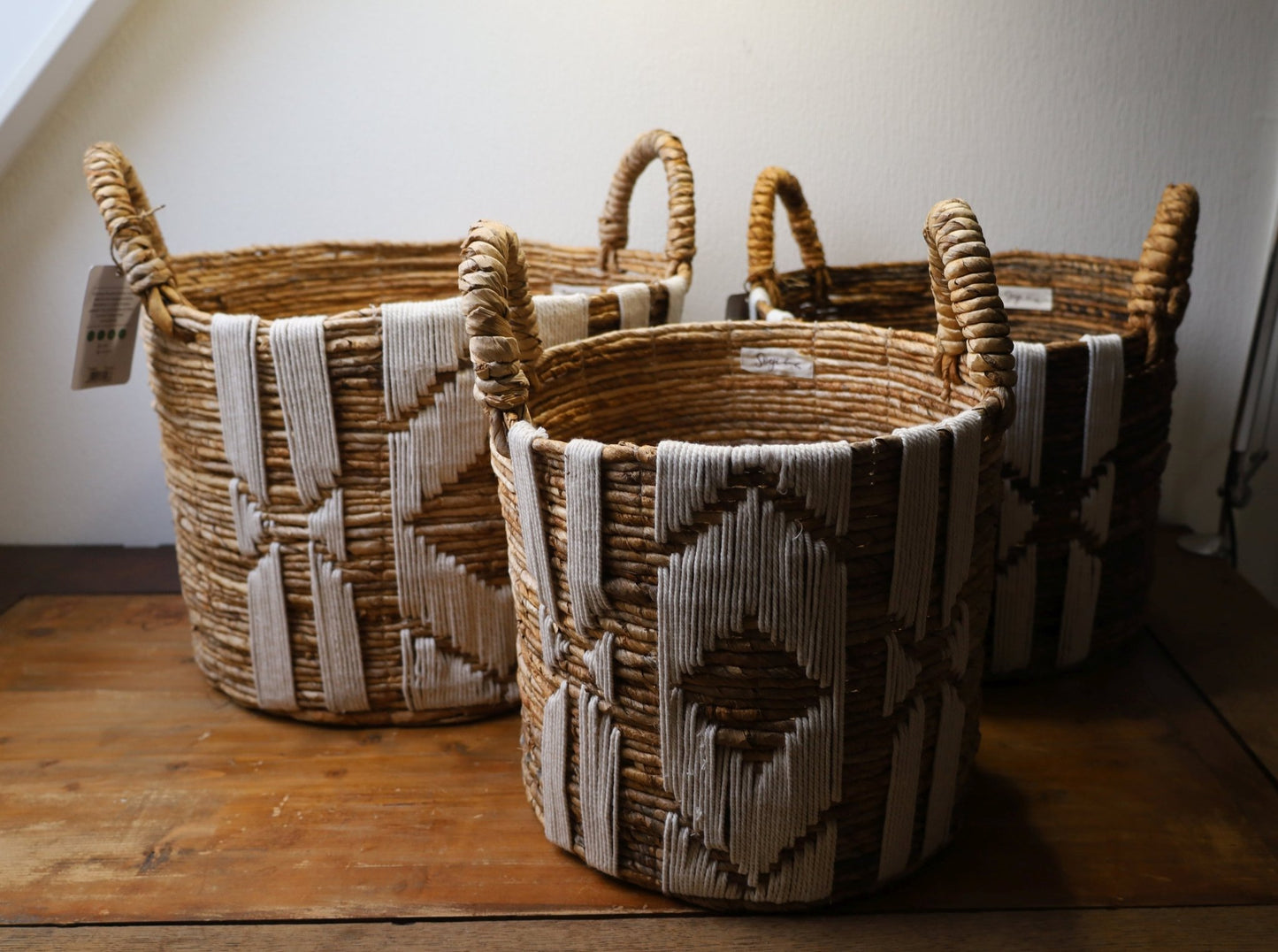 Aufbewahrungskorb Rund Natur - Wäschekorb Pflanzkorb Boho Landhausstil Ø 30/35/40 cm {{ Shabby Chic und Landhaus Deko }} {{ www.Stein-Alt.de }}